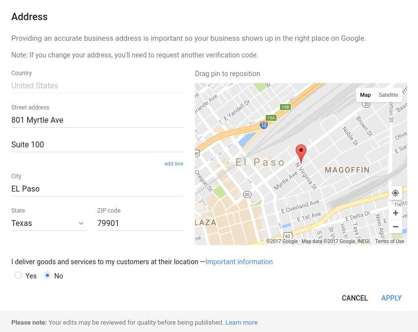 address on google map