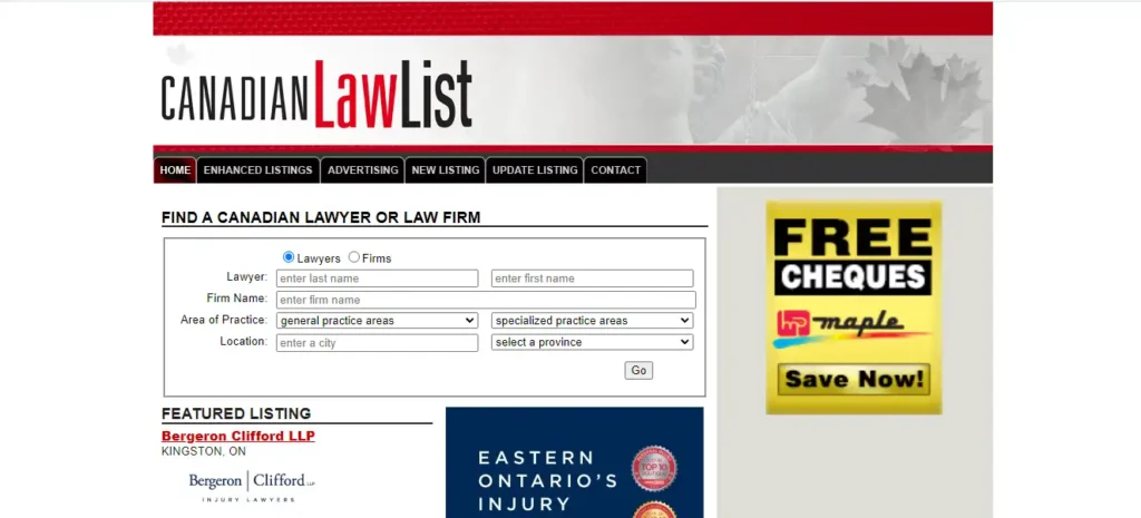 CanadianLawlist.com-Website-Screenshot