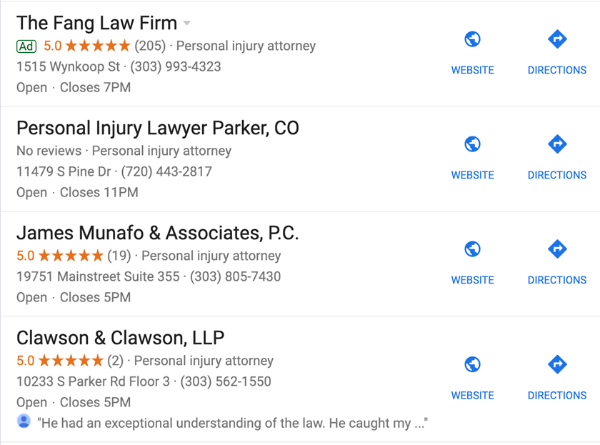 Car Accident Lawyer in Parker serp