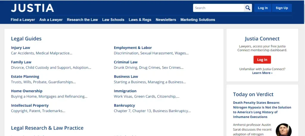 Justia.com-Website-Screenshot