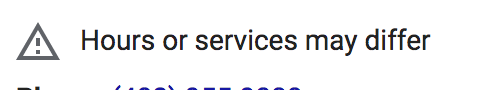 Hours or services may differ from Google My Business