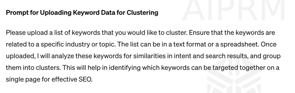 ChatGPT for Keyword Clustering