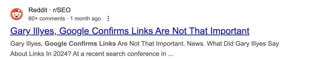 Gary Illyes google confirms links are not that important from reddit screenshot