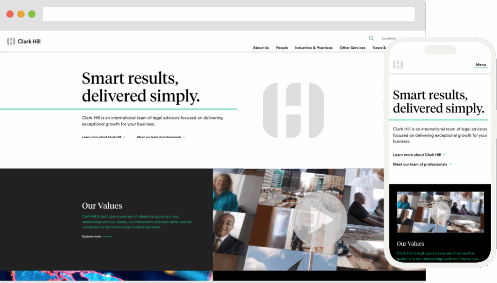 big law website design by One North
