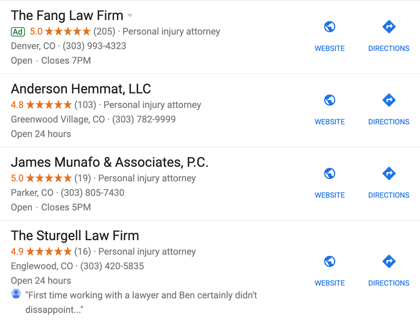 car accident lawyer near me serp