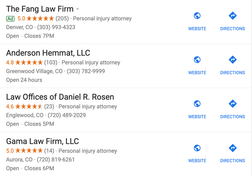 car accident lawyer serp
