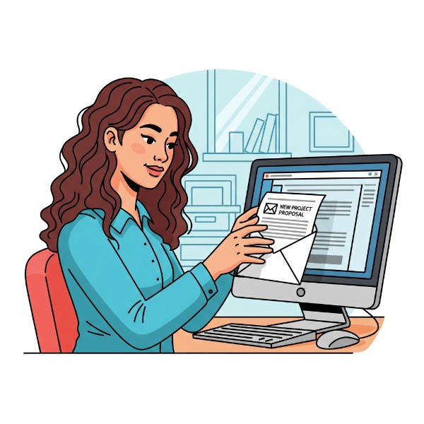 woman reviewing email from personal injury law firm