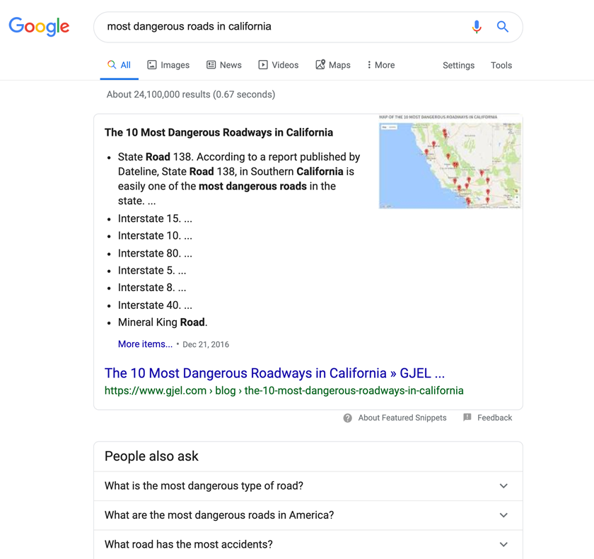 google featured snippet law firms