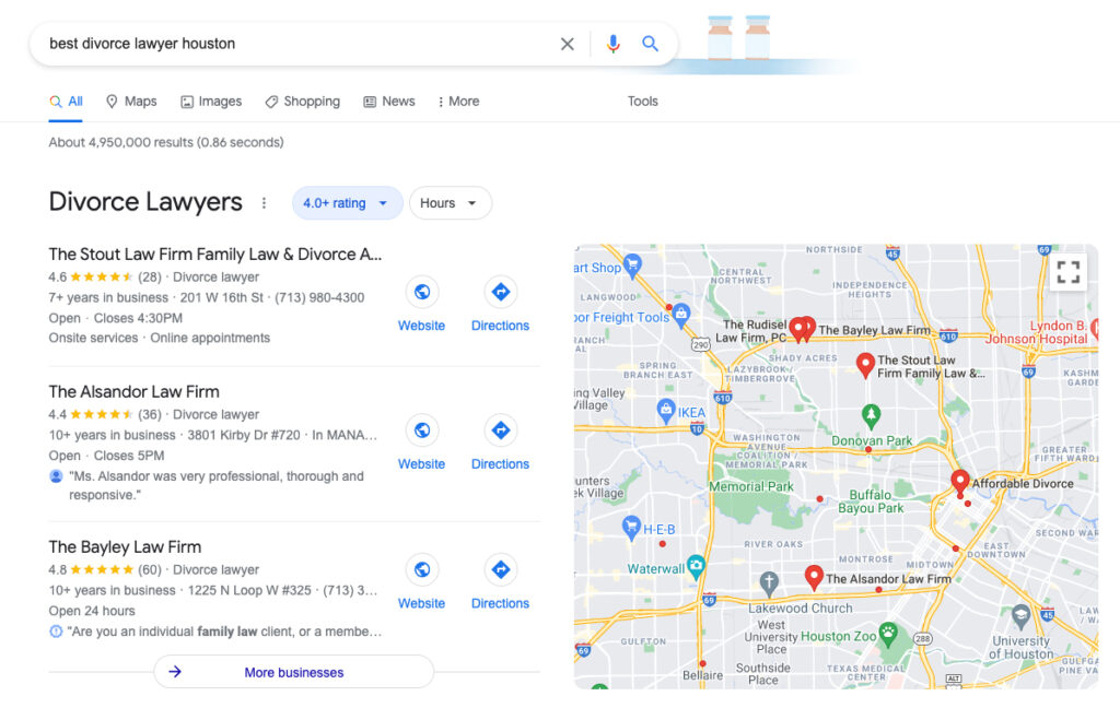 get family law clients google maps