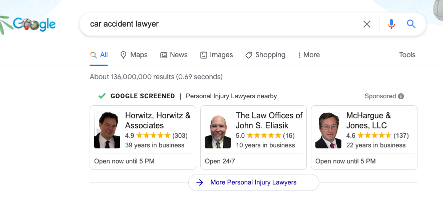 google local service ads personal injury