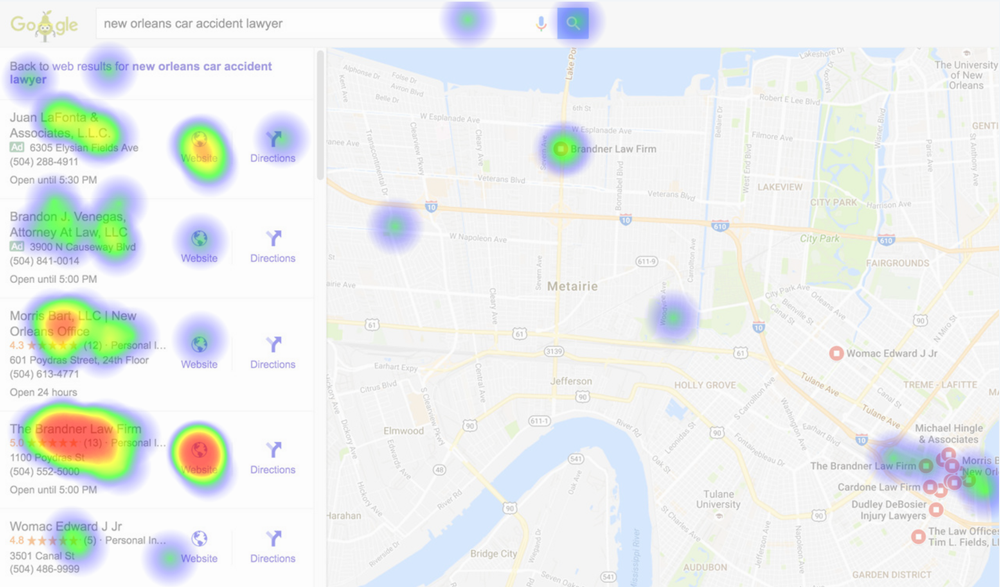 NOLA Heatmap Results from click test study