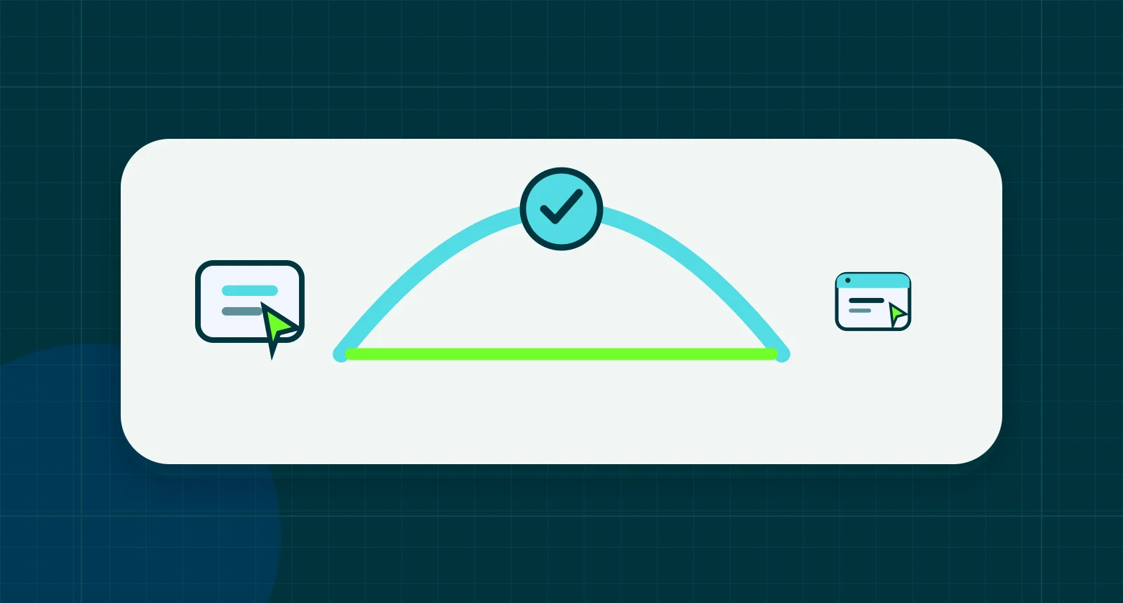 Illustration representing how landing page conversion affects law firm paid media efficiency: connected teams and channels sharing a clear handoff.