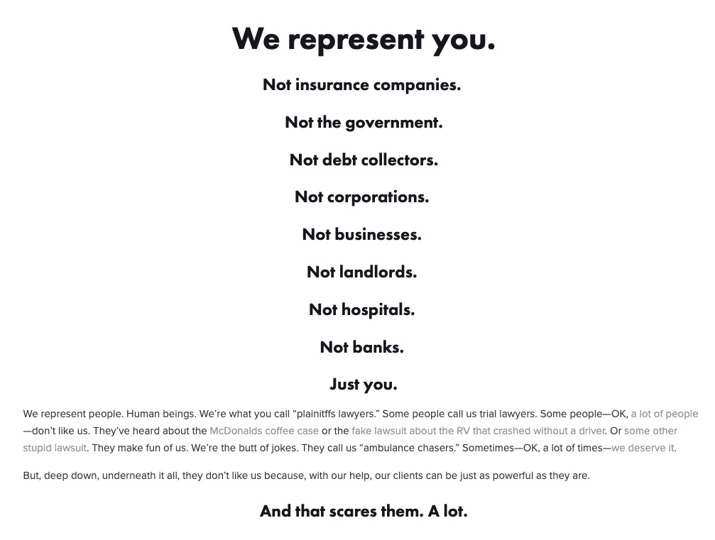 law firm copywriting example 1 - selden and company