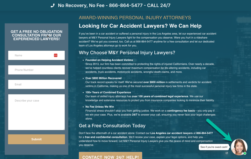 Misleading law firm live chat