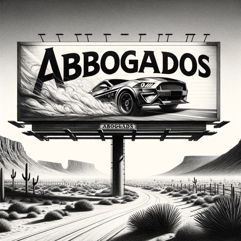 A billboard showcasing a Spanish attorney marketing their firm on a billboard.