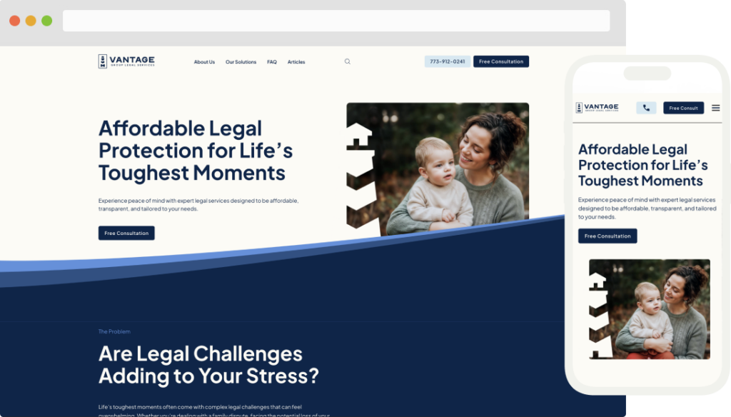 vantage homepage desktop and mobile
